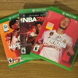 Xbox One Game Bundle - Madden, NBA 2K, FIFA - Green Cases